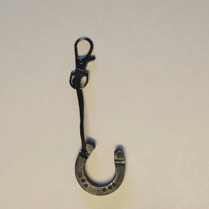 Hand-forged Horseshoe Keychain w/Medium Lanyard & Clip