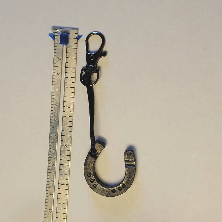 Hand-forged Horseshoe Keychain w/Medium Lanyard & Clip