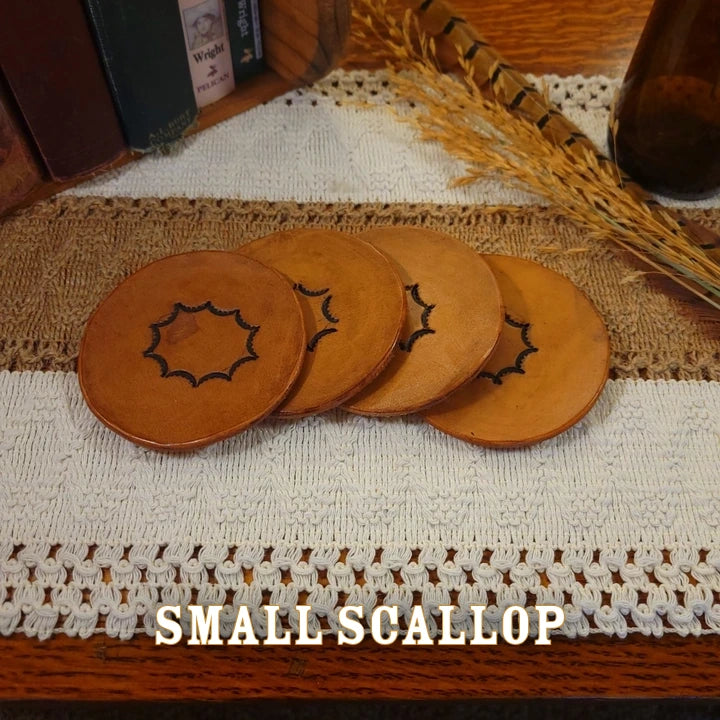 small scallop handmade leather coasters-seconds